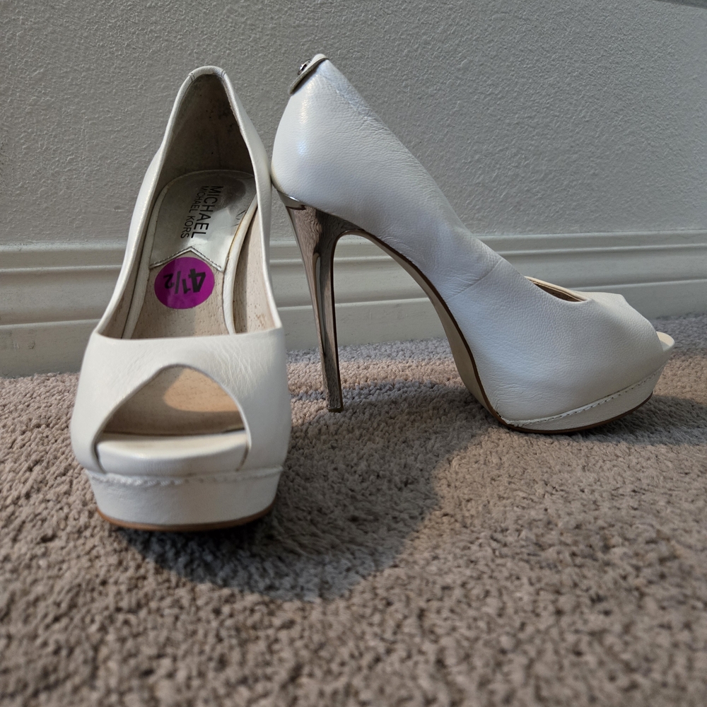 Michael Kors White Peep Toe Heels